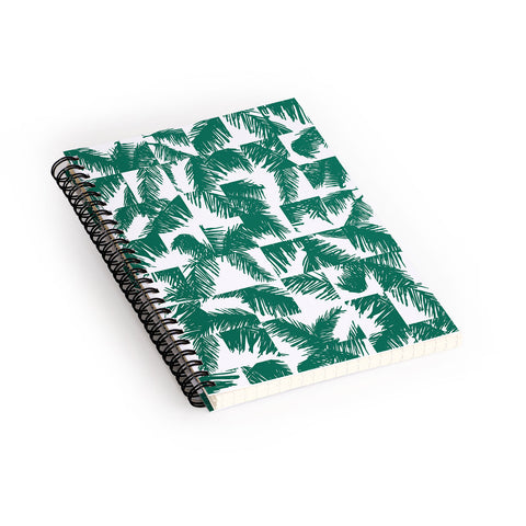 The Old Art Studio Palm Leaf Pattern 02 Green Spiral Notebook