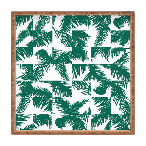 The Old Art Studio Palm Leaf Pattern 02 Green Square Tray