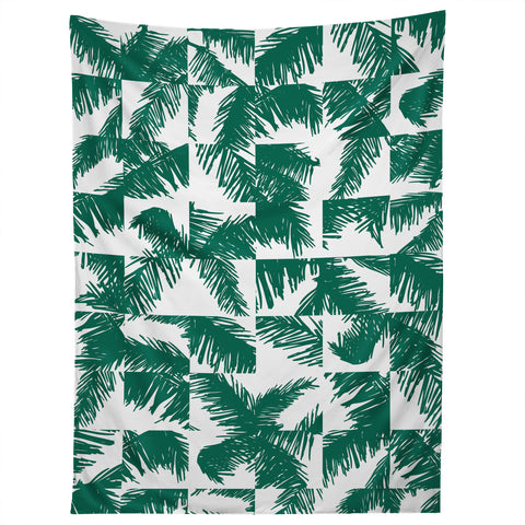 The Old Art Studio Palm Leaf Pattern 02 Green Tapestry