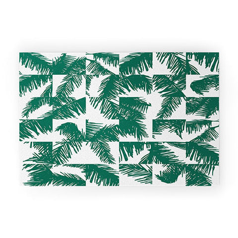 The Old Art Studio Palm Leaf Pattern 02 Green Welcome Mat