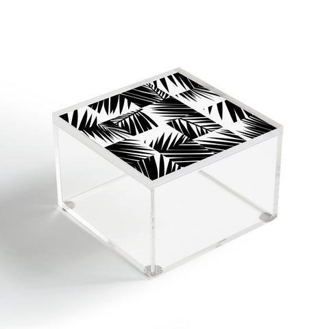 The Old Art Studio Palm Leaf Pattern 03 Black Acrylic Box