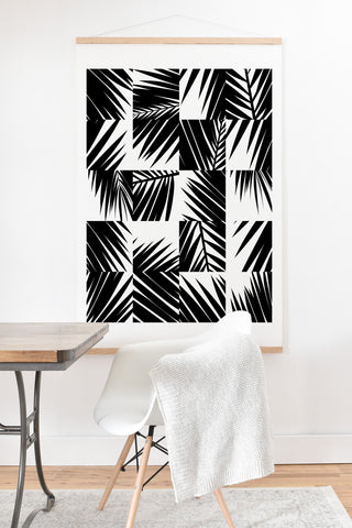 The Old Art Studio Palm Leaf Pattern 03 Black Art Print And Hanger