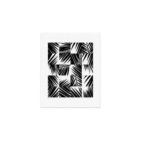 The Old Art Studio Palm Leaf Pattern 03 Black Art Print