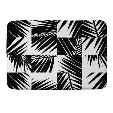 The Old Art Studio Palm Leaf Pattern 03 Black Memory Foam Bath Mat
