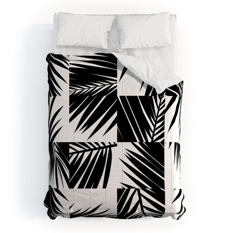 The Old Art Studio Palm Leaf Pattern 03 Black Comforter