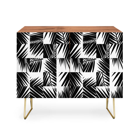 The Old Art Studio Palm Leaf Pattern 03 Black Credenza