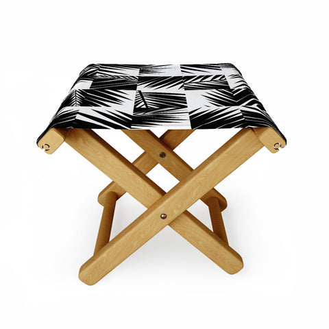 The Old Art Studio Palm Leaf Pattern 03 Black Folding Stool