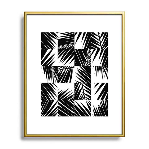 The Old Art Studio Palm Leaf Pattern 03 Black Metal Framed Art Print