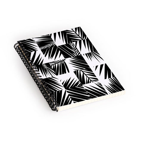 The Old Art Studio Palm Leaf Pattern 03 Black Spiral Notebook