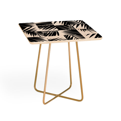 The Old Art Studio Palm Leaf Pattern 03 Black Side Table