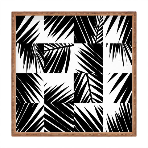 The Old Art Studio Palm Leaf Pattern 03 Black Square Tray