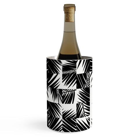 The Old Art Studio Palm Leaf Pattern 03 Black Wine Chiller