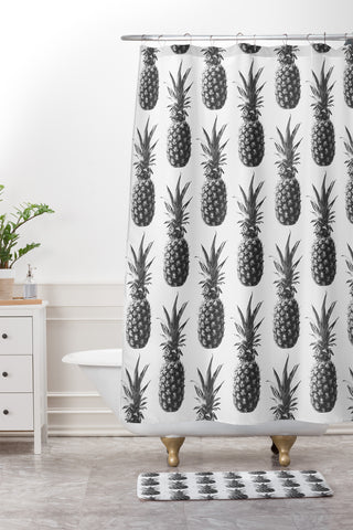 The Old Art Studio Pineapple Pattern 01 Shower Curtain And Mat