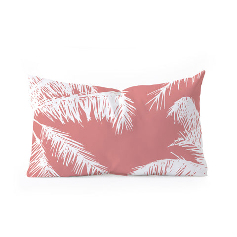 The Old Art Studio Pink Palm Oblong Throw Pillow