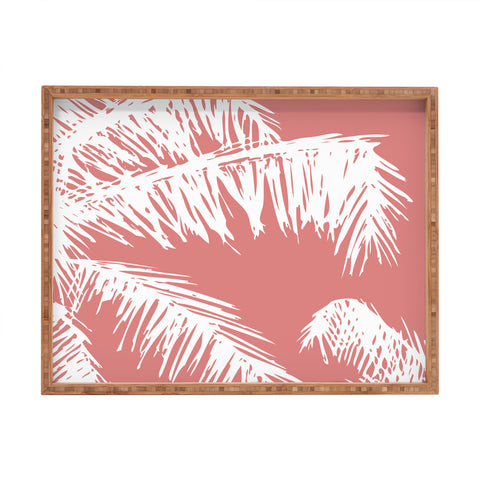 The Old Art Studio Pink Palm Rectangular Tray
