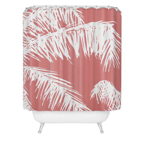 The Old Art Studio Pink Palm Shower Curtain