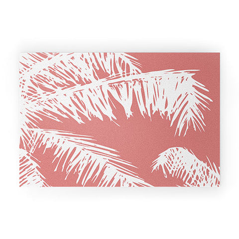 The Old Art Studio Pink Palm Welcome Mat