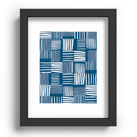 The Old Art Studio Torn Lines Abstract Pattern 04 Blue White Recessed Framing Rectangle
