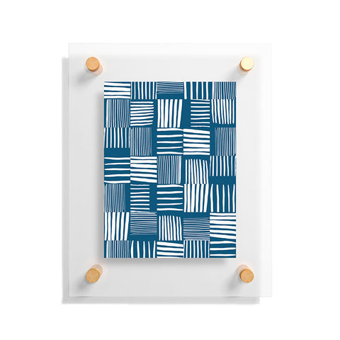 The Old Art Studio Torn Lines Abstract Pattern 04 Blue White Floating Acrylic Print
