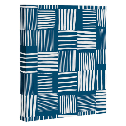 The Old Art Studio Torn Lines Abstract Pattern 04 Blue White Art Canvas