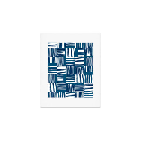 The Old Art Studio Torn Lines Abstract Pattern 04 Blue White Art Print