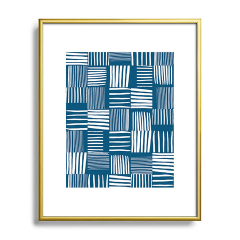 The Old Art Studio Torn Lines Abstract Pattern 04 Blue White Metal Framed Art Print