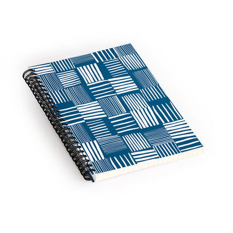 The Old Art Studio Torn Lines Abstract Pattern 04 Blue White Spiral Notebook