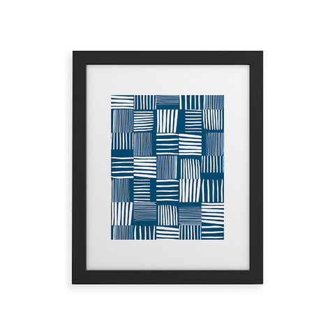 The Old Art Studio Torn Lines Abstract Pattern 04 Blue White Framed Art Print