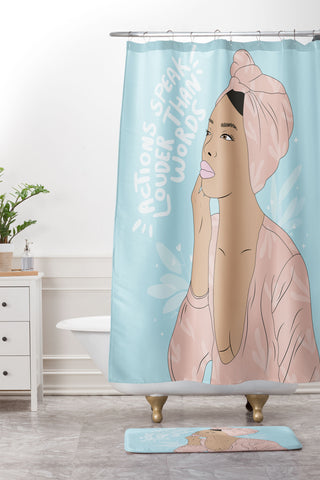 The Optimist Actions Speaks Louder Than Words Shower Curtain And Mat