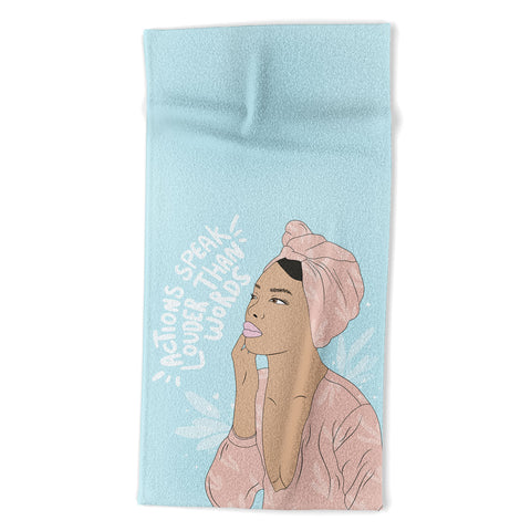 The Optimist Actions Speaks Louder Than Words Beach Towel