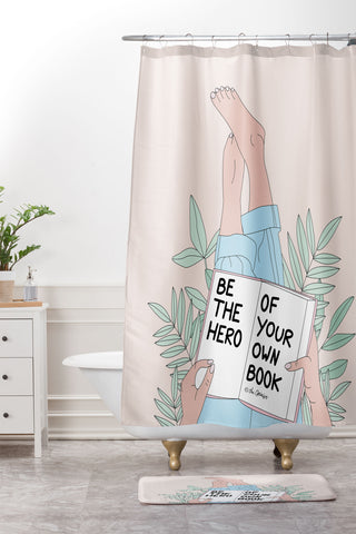 The Optimist Be The Hero Of Your Own Book Shower Curtain And Mat