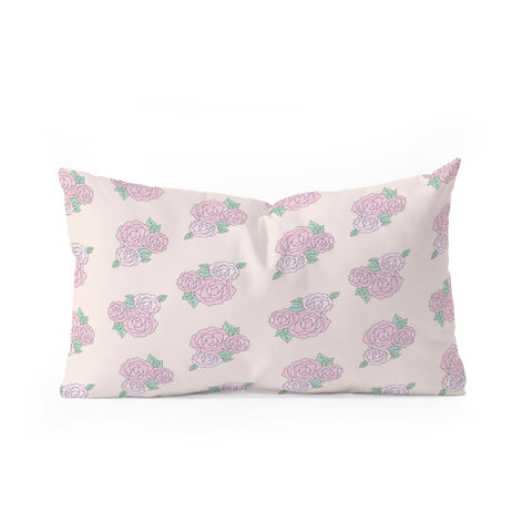 The Optimist Bed Of Roses in Pink Oblong Throw Pillow