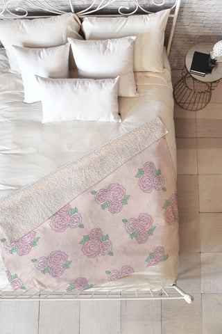 The Optimist Bed Of Roses in Pink Fleece Throw Blanket