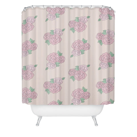 The Optimist Bed Of Roses in Pink Shower Curtain