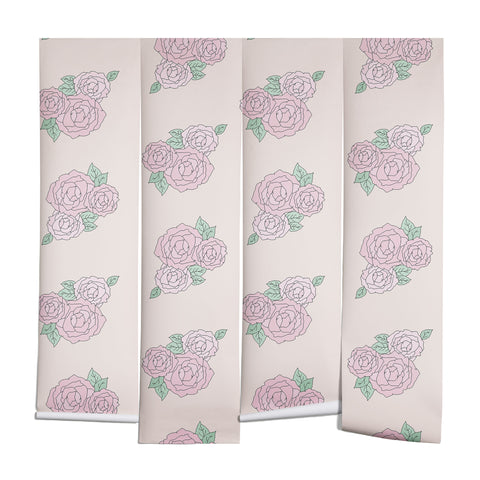 The Optimist Bed Of Roses in Pink Wall Mural