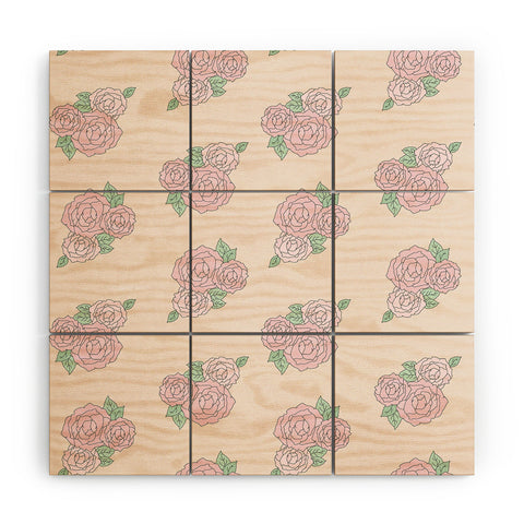 The Optimist Bed Of Roses in Pink Wood Wall Mural