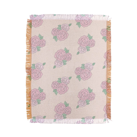 The Optimist Bed Of Roses in Pink Throw Blanket
