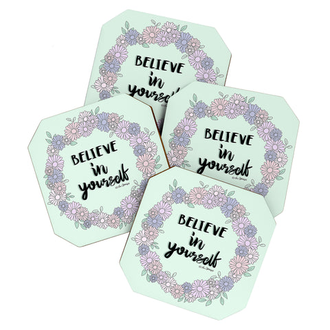 The Optimist Believe In Yourself Quote Coaster Set
