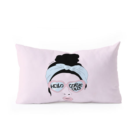 The Optimist Hello Gorgeous in Pink Oblong Throw Pillow
