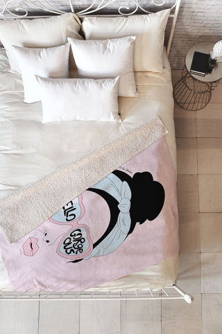 The Optimist Hello Gorgeous in Pink Fleece Throw Blanket