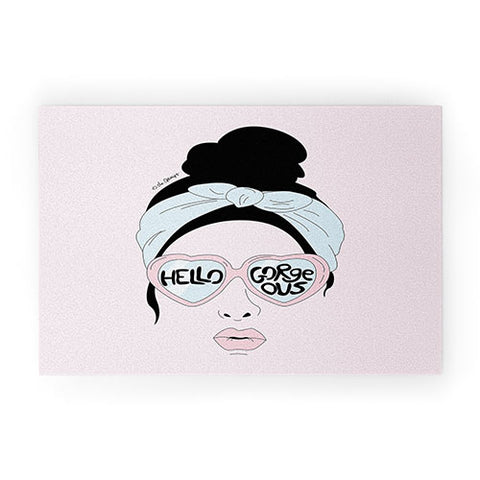 The Optimist Hello Gorgeous in Pink Welcome Mat