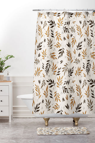 The Optimist Leaves Of Change Pattern Shower Curtain And Mat