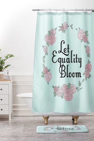 The Optimist Let Equality Bloom Typography Shower Curtain And Mat