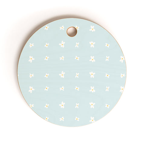 The Optimist Light Blue Daisies Cutting Board Round