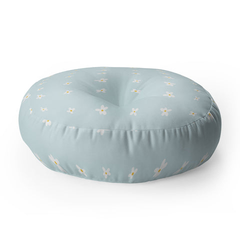 The Optimist Light Blue Daisies Floor Pillow Round