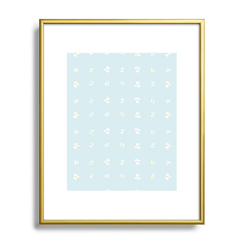 The Optimist Light Blue Daisies Metal Framed Art Print