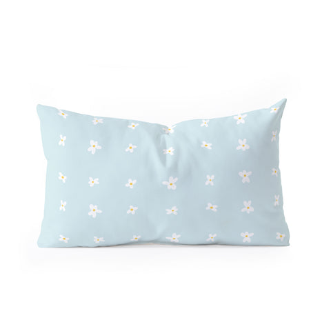 The Optimist Light Blue Daisies Oblong Throw Pillow