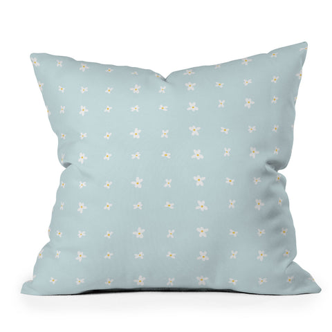 The Optimist Light Blue Daisies Throw Pillow
