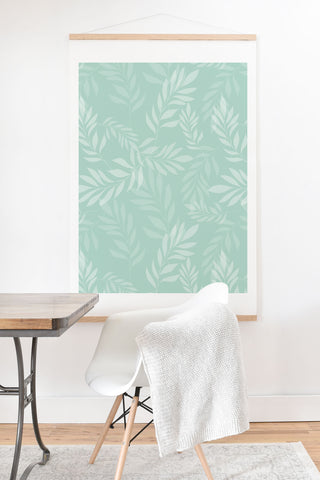 The Optimist Light Green Leaves Art Print And Hanger