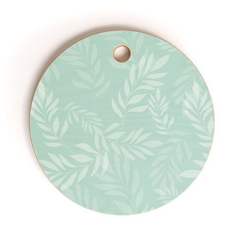 The Optimist Light Green Leaves Cutting Board Round